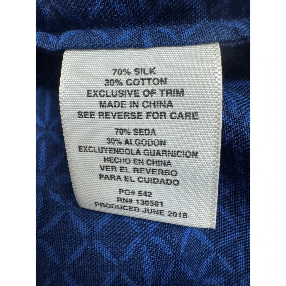 Nat Nast Luxury Originals Silk Cotton Blue Geometric Shirt Mens Large S/S